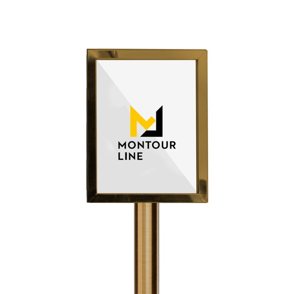 Montour Line Sign Frame Floor Standing 8.5 x 11 in. V Satin Brass Steel FS200-8511-V-SB